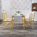 Meerveil Dining Table and Chairs Set, White&Blue/Natural Wood Color, Classic Style, Solid Pine Wood
