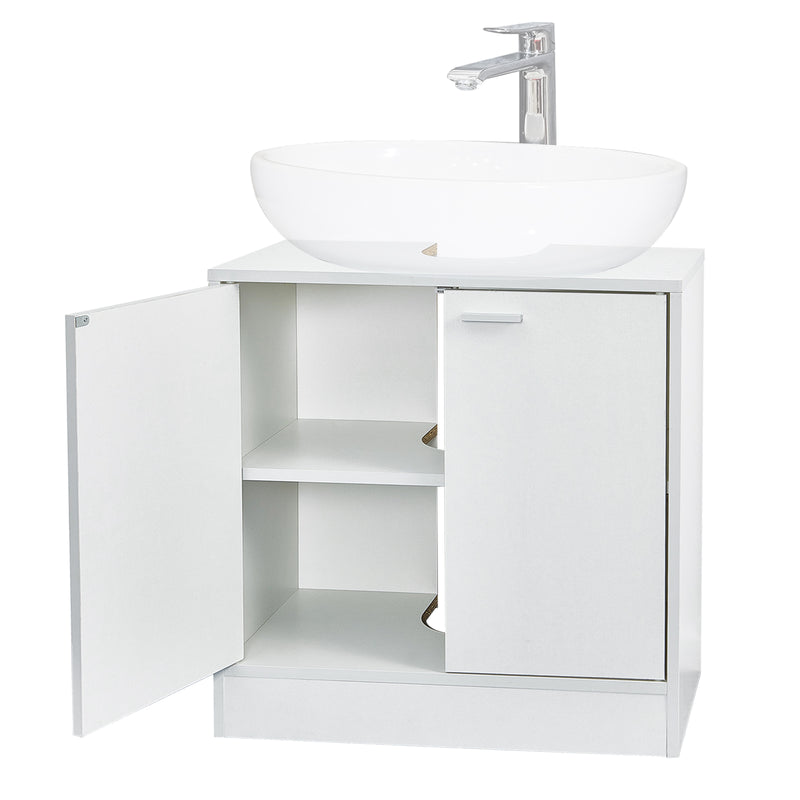 Meerveil Bathroom Under Sink Cabinet, White Color, Storage Unit with 2 Doors