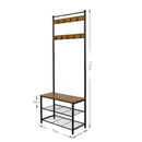 Meerveil Coat Rack, Antique / Warm Grey Wood Grain Color, Basic Type, with Shoe Storage Bench
