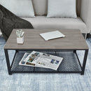 Meerveil Retro Industrial Coffee Table, Antique Warm Grey Wood Grain Color