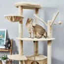 Meerveil Cat Scratching Tree, Light/Dark Grey/Beige Color, Large Size, with Stairs, Berths, Jumping Platforms