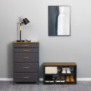 Meerveil Retro Industrial Shoe Bench, Multi-layer Design, Black Painted Iron Mesh