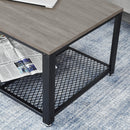 Meerveil Retro Industrial Coffee Table, Antique Warm Grey Wood Grain Color