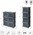 Meerveil DIY Multi-functional PP Shoe Rack, 12 Cubes, Black / Milky Color