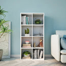 Meerveil Modern Bookcase, White Color, 8 Opening Storage Units