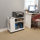 Meerveil Modern Simple Style Printer Cart, White Color, File Cabinet with Adjustable Partition and Universal Wheel