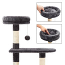 Meerveil Cat Scratching Tree, Light/Dark Grey Color, Middle Size, with a Niche, a Platform and Cat Ball