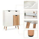 Meerveil Modern Storage Cabinet, White and Oak Color Matching, 2 Doors and Single Drawer