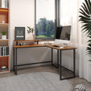 Meerveil Retro Industrial Computer Table，L-shaped, with Open Storage Spaces