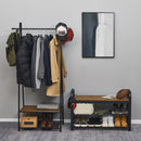 Meerveil Retro Industrial Shoe Bench, Antique / Warm Grey Wood Grain Color, Multi-layer Design