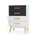 Meerveil Storage Cabinet, White and Grey, Nordic Style, 4 Chest of Drawers, with Solid Wood Legs