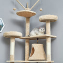 Meerveil Cat Scratching Tree, Light/Dark Grey/Beige Color, Large Size, Seven Levels of Different Heights