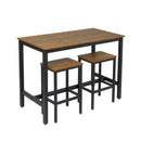 Meerveil Retro Industrial Bar Table Sets, Dark Wood Grain Color