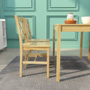 Meerveil Dining Table and Chairs Set, White&Blue/Natural Wood Color, Classic Style, Solid Pine Wood