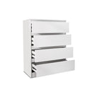 Meerveil Modern Bedside Cabinet, White Color, 4 Drawers