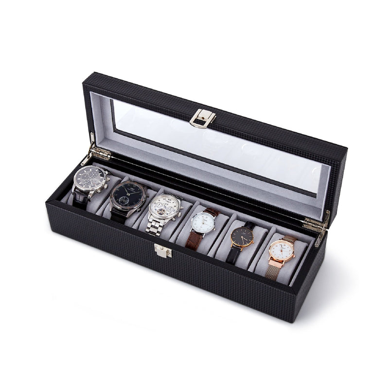 Meerveil Watch Box, Black Color, Slots with Removable Velvet Watch Pillows