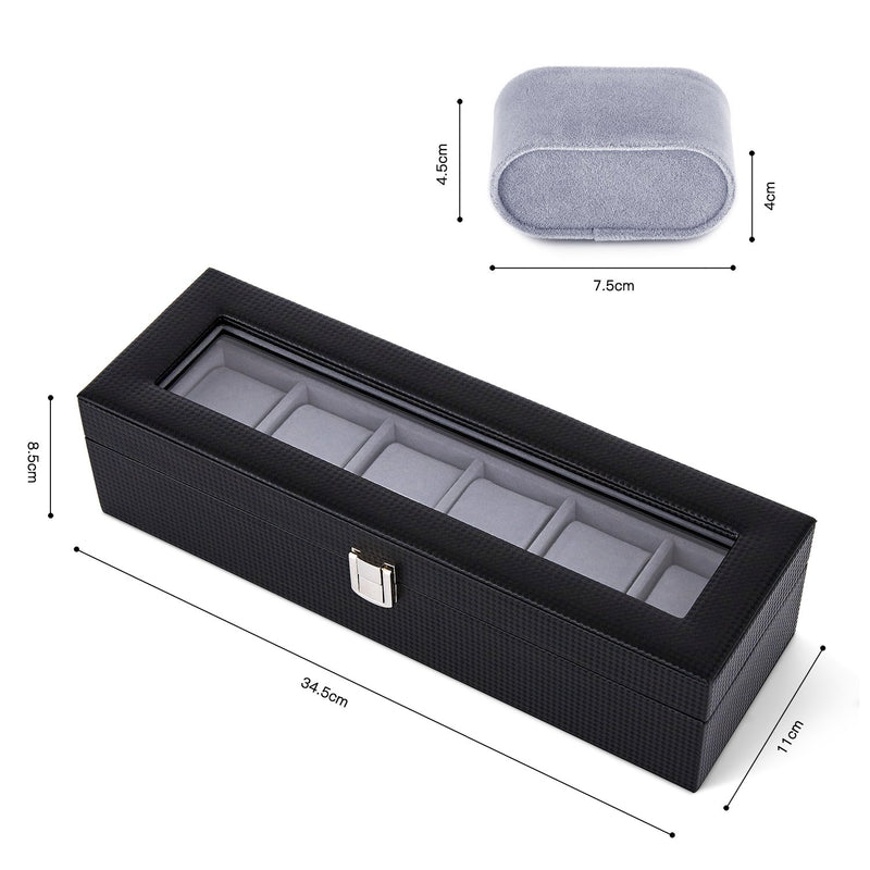 Meerveil Watch Box, Black Color, Slots with Removable Velvet Watch Pillows