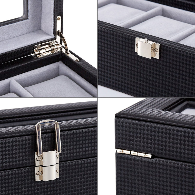 Meerveil Watch Box, Black Color, Slots with Removable Velvet Watch Pillows