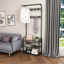 Meerveil Coat Rack, Antique /Warm Grey Wood Grain Color, with Shoe Storage Bench and Anti-tip Straps