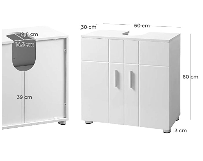 Meerveil Bathroom Under Sink Cabinet, White Color, Storage Unit with 2 Doors