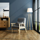 Meerveil Retro Armchair, Light/ Dark Grey Color, Oak Wood Frame