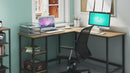 Meerveil Retro Industrial Computer Table，L-shaped, with Open Storage Spaces