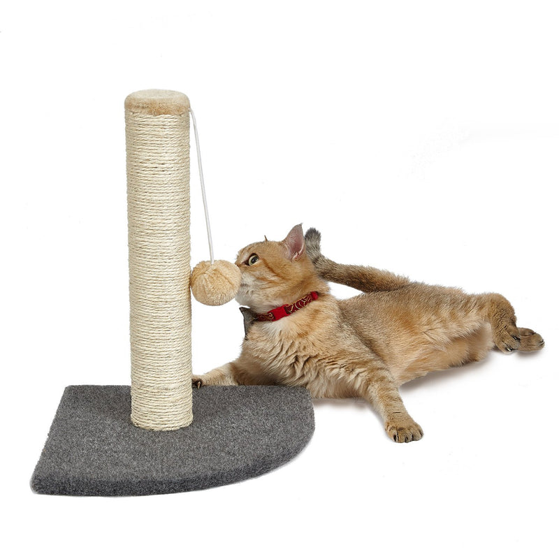 Meerveil Mini Cat Scratching Tree, Dark Grey Color, with a Hanging Cat Ball