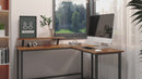 Meerveil Retro Industrial Computer Table, L-shaped, with Monitor Stand