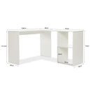 Meerveil L-shaped Computer Desk, White/Black Color, 2 Storage Compartments