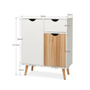 Meerveil Modern Storage Cabinet, White and Oak Color Matching, 2 Doors and Single Drawer