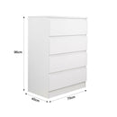 Meerveil Modern Bedside Cabinet, White Color, 4 Drawers