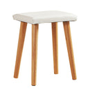 Meerveil Wooden Dressing Table, Oak&White Color, with Square Mirror and Stool