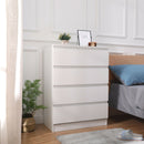 Meerveil Modern Bedside Cabinet, White Color, 4 Drawers